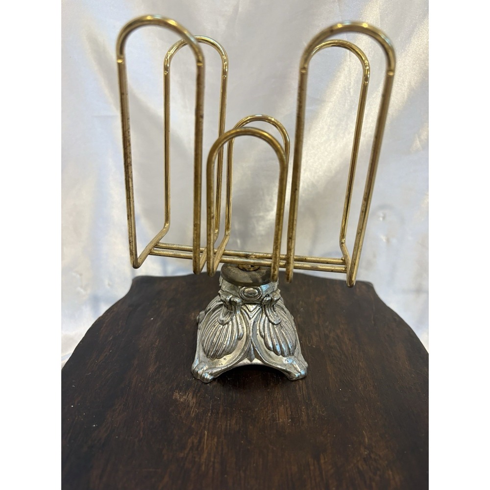 Vintage Brass GoldTone Guest Towel Napkin Letter Holder Victorian Style 6"